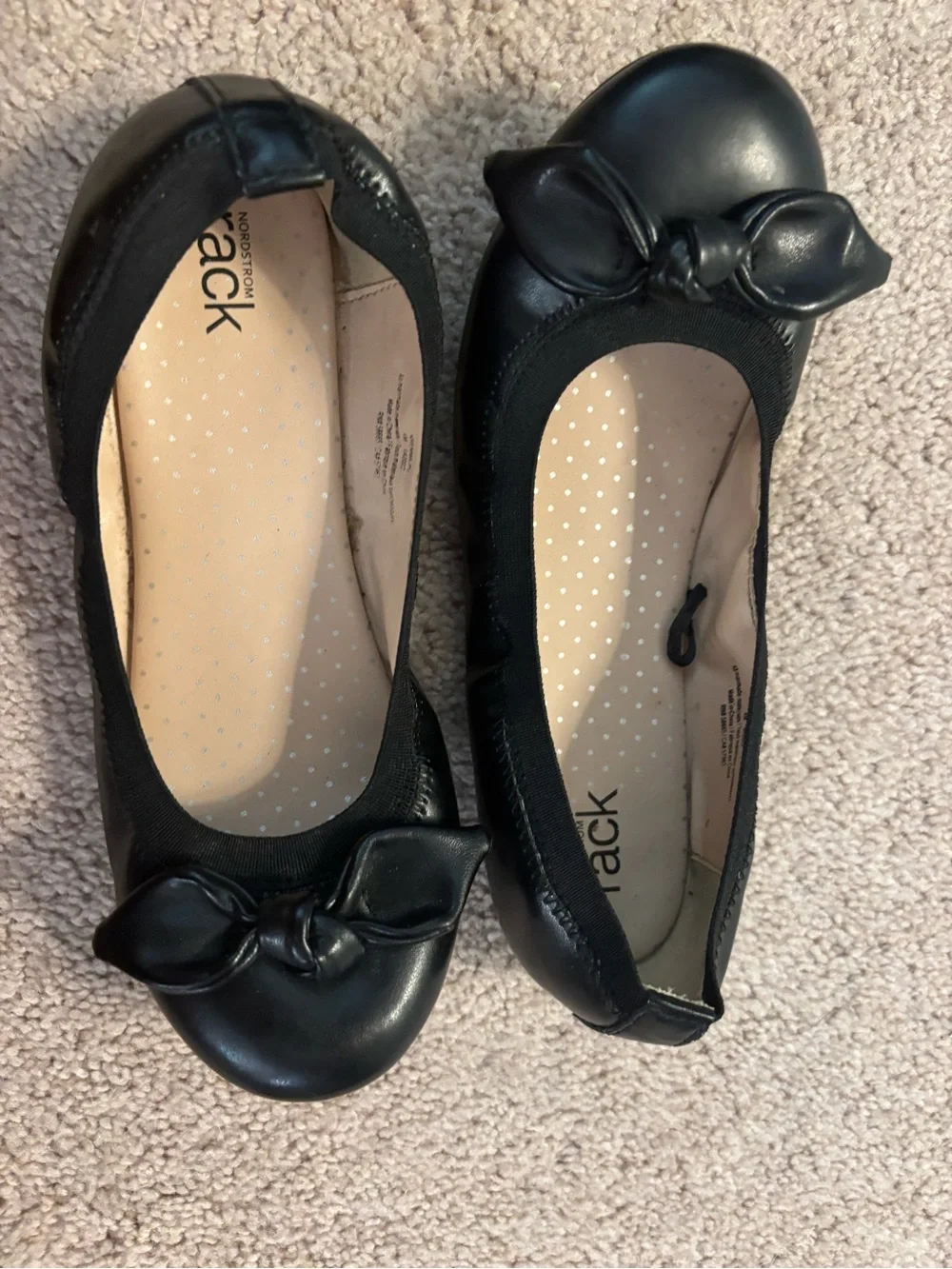 Nordstrom Rack Girls Black Emma Dress Shoes Ball Ballet Flat with Bow